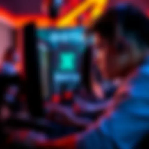 A Dota 2 player focused on their screen during a gaming session, showcasing determination and concentration
