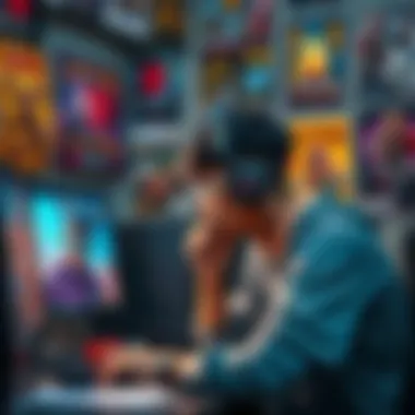 A Dota 2 player showing frustration while looking at a computer screen, surrounded by game posters and snacks, reflecting the sentiment shift among players.