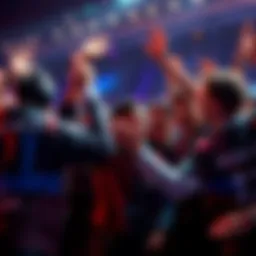 Group of gamers joyfully celebrating their victory in a Dota 2 match, with smiles and high-fives