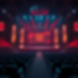 A Dota 2 tournament stage showing empty seats and a large screen with the game logo, symbolizing the uncertain future of SEA Dota 2 after TI.