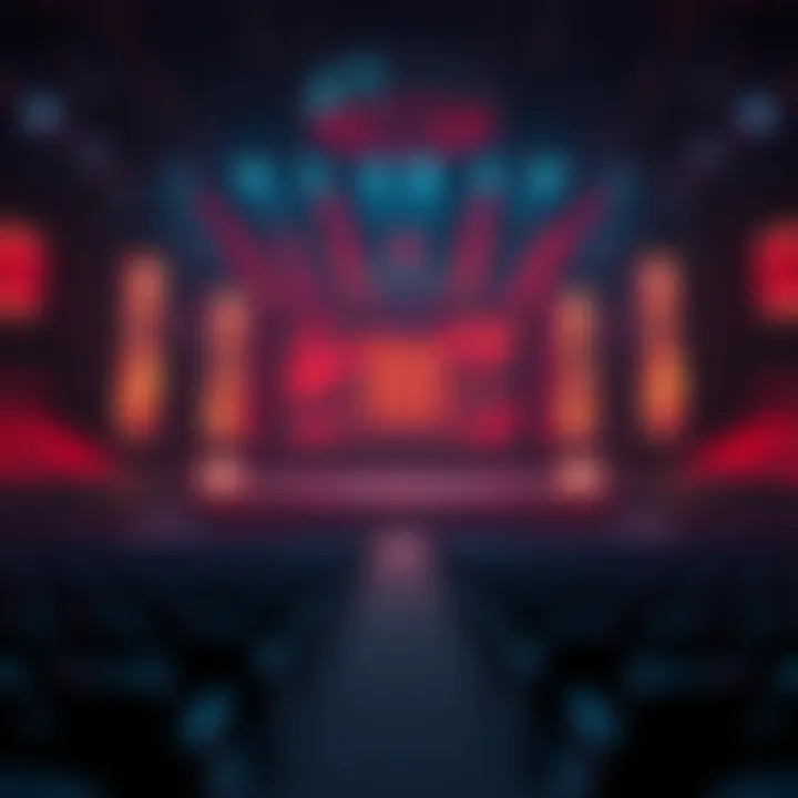 Dota 2 tournament stage A Dota 2 tournament stage showing empty seats and a large screen with the game logo, symbolizing the uncertain future of SEA Dota 2 after TI.
