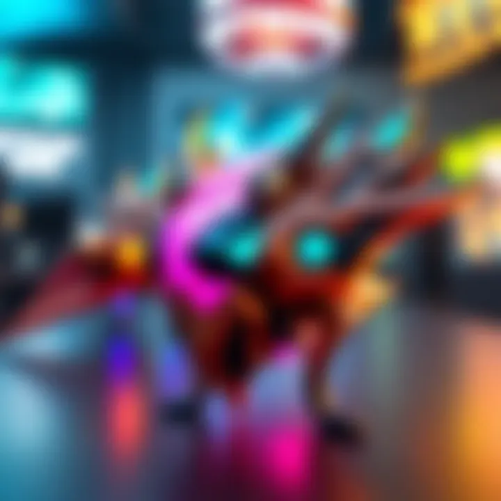 A vibrant Dota cosmetic item, showcasing its unique design and colors that attract players, set against a gaming backdrop.