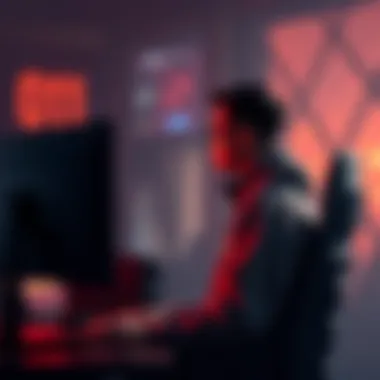 A seasoned DotA player stands in front of a computer, looking nostalgic as they reflect on years of gameplay and friendships.