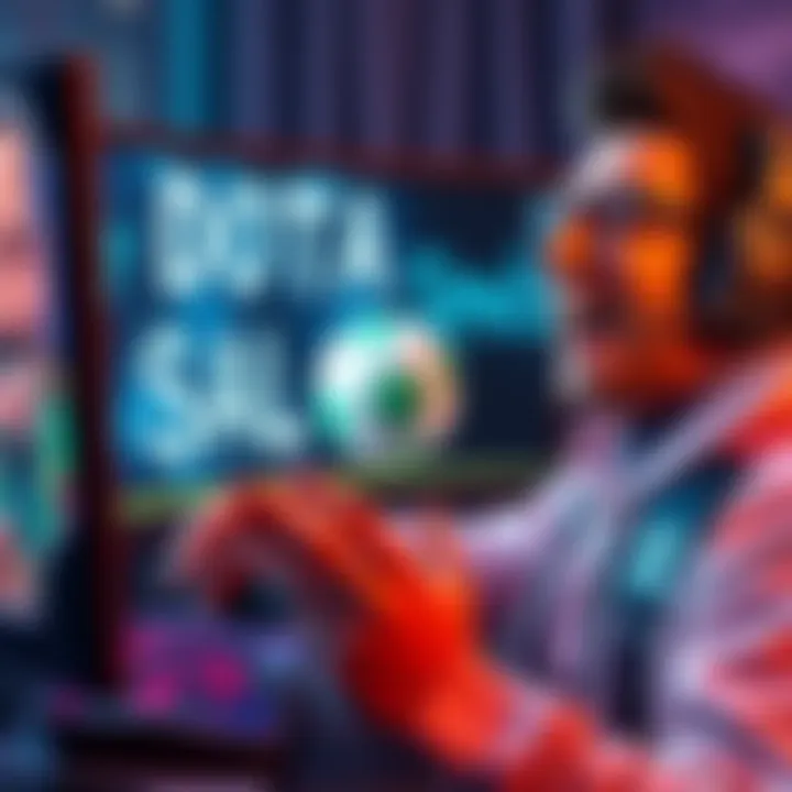 Player laughing while modifying Dota spells by replacing words with 'balls' on screen