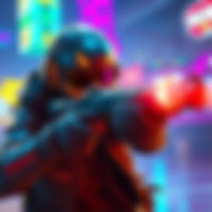 Double Barrel Gun in Action A character aiming a double barrel shotgun in a vibrant game setting, ready for action with colorful graphics.