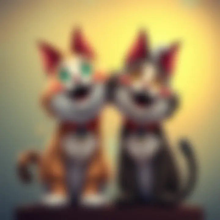 Double Bingus Trend Two cartoon cats, resembling a playful character, with humorous expressions, showcasing the Double Bingus trend on social media.