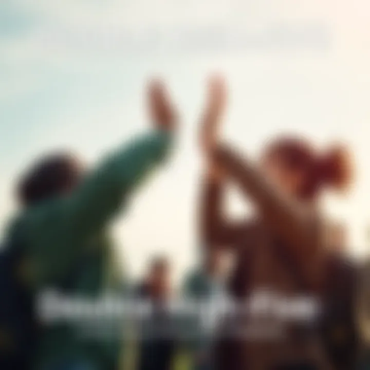 Two friends celebrating by giving each other a double high-five, showing joy and connection