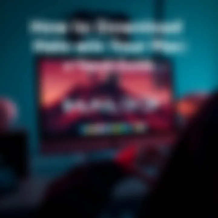 A person using a Mac computer to download the Halo game