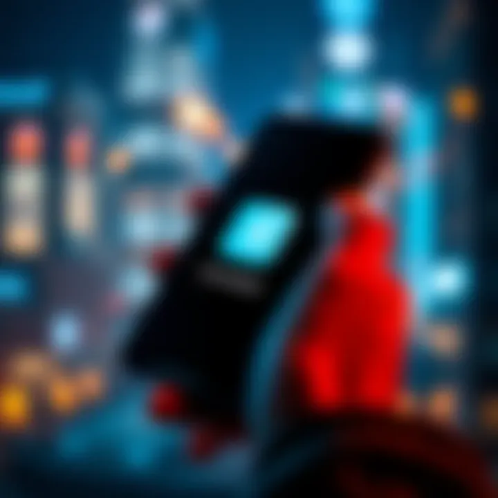 Downloading iOS on a smartphone A person holding a smartphone with a download icon on the screen