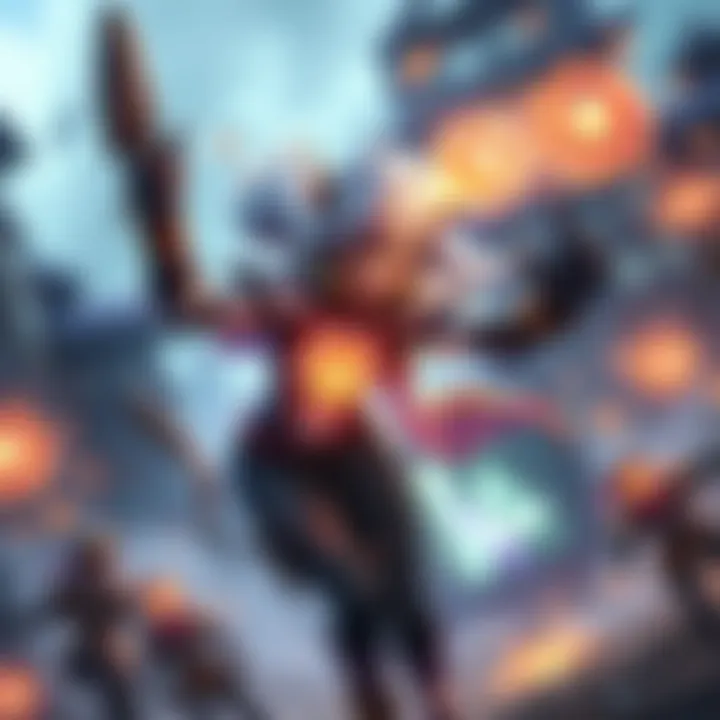 DPS Moira in Action A character resembling Moira with glowing orbs, actively engaging in combat while teammates support her