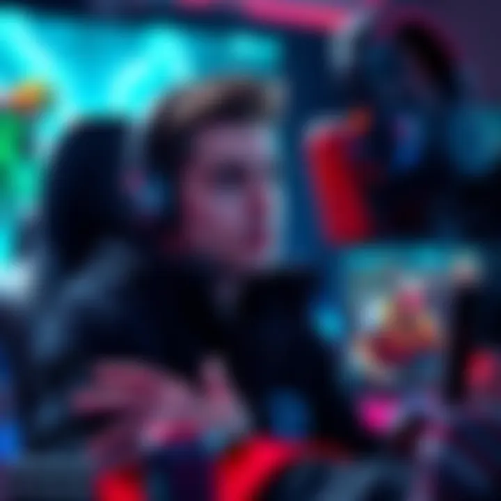 A DPS player looking thoughtful while gaming, with images of support characters in the background, symbolizing the importance of teamwork and understanding in gaming.