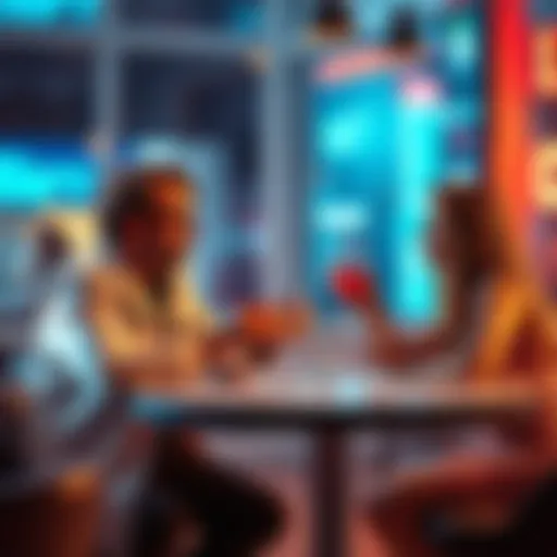 Dr. K sits with his wife at a table, engaging in conversation about the science of flirting while enjoying drinks