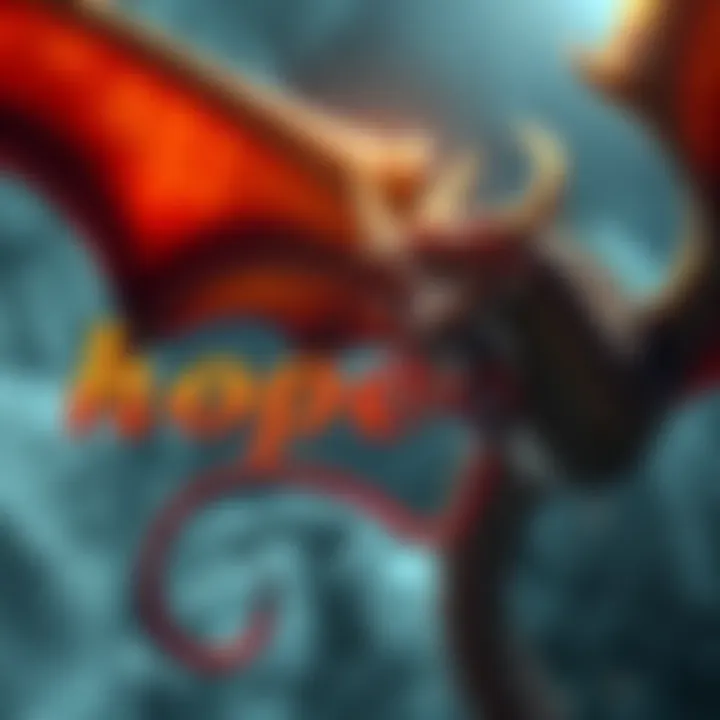 An illustration showing Draconic letters and their sounds, featuring the word 'rope' written in Draconic script, alongside a dragon motif