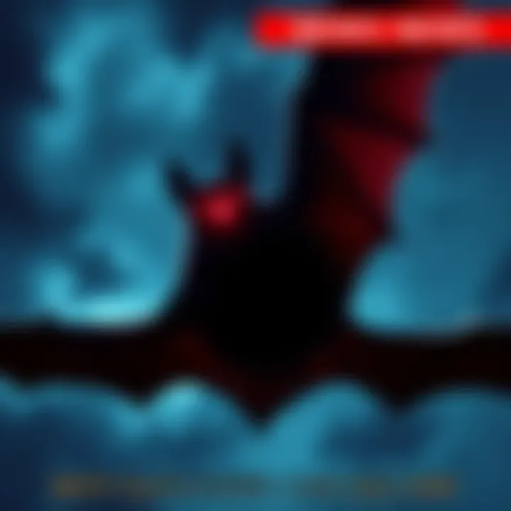 A dark bat with glowing red eyes hovering in the night sky, symbolizing Dracula's transformation.