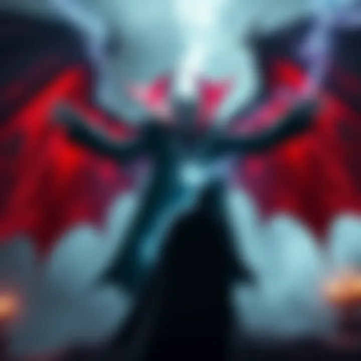 Dramatic scene of Dracula in his final transformation preparing for a battle against two heroes, showcasing his fierce appearance and magical powers.