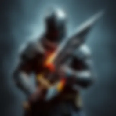 A warrior holds the Dragon Halberd while wearing the beast champion armor set, showcasing the weapon's design and details.