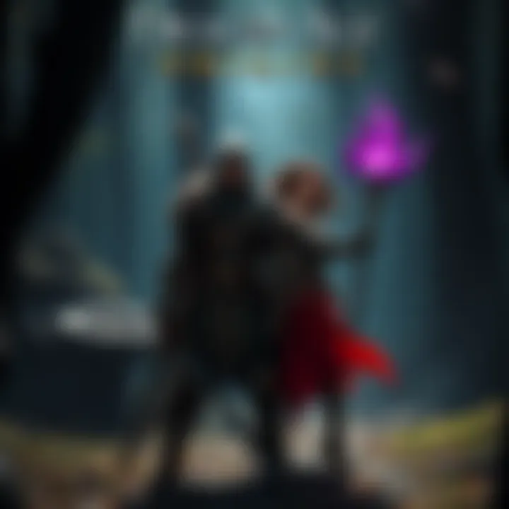 A fantasy scene showing a warrior and a mage from Dragon Age Origins in a dark forest setting, representing the game's exploration and adventure.