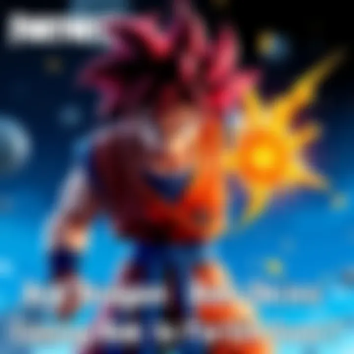 Dragon Ball Skins in Fortnite Fortnite character styled like Goku from Dragon Ball, ready for battle with vibrant colors and energy effects