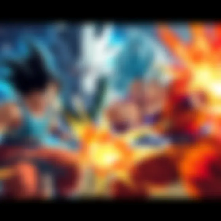 Characters from Dragon Ball games in an intense battle scene