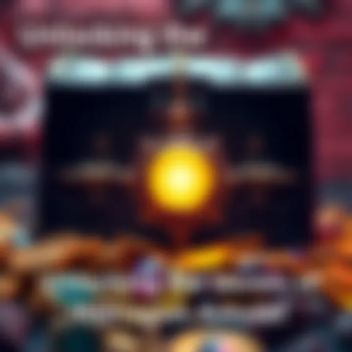 A close-up view of a glowing amulet from the Dragon Keep DLC, resting on a treasure chest surrounded by gold coins and jewels.