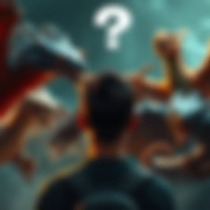 A player looking at various tier 6 dragons, unsure which to choose, with a question mark above their head