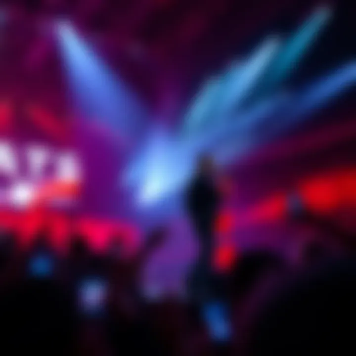 Drake performing live at a concert, engaging with fans and showcasing his talent