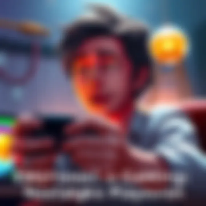 A player experiencing an emotional moment while playing ACO on PS, with tears in their eyes and a controller in hand, surrounded by nostalgic game elements.