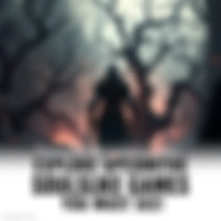 A warrior stands ready for battle in a dark, eerie environment filled with twisted trees and haunting shadows, showcasing the intense atmosphere of upcoming Soulslike games.