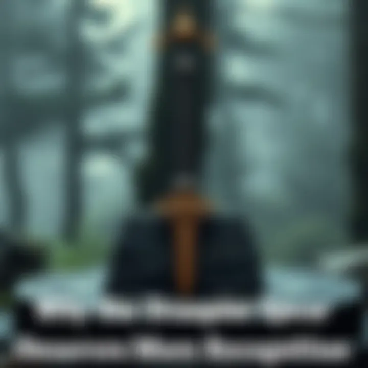 The Draupnir Spear resting on a stone altar, surrounded by Norse runes and a misty forest backdrop, showcasing its unique design and intricate details.