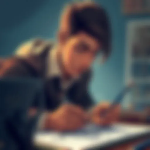 An artist sketching a character named Colin with pencils and paper, showing creative process.