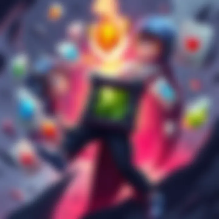 Illustration of fantasy cards representing unique abilities and strategies in gaming