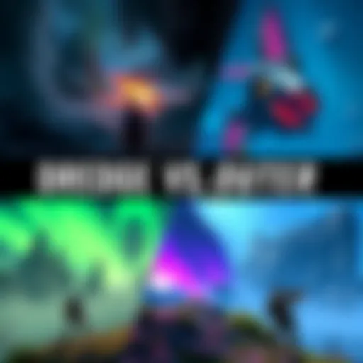 Dredge vs Outer Wilds Game Comparison A split image showing gameplay scenes from Dredge and Outer Wilds, highlighting their unique art styles and environments.