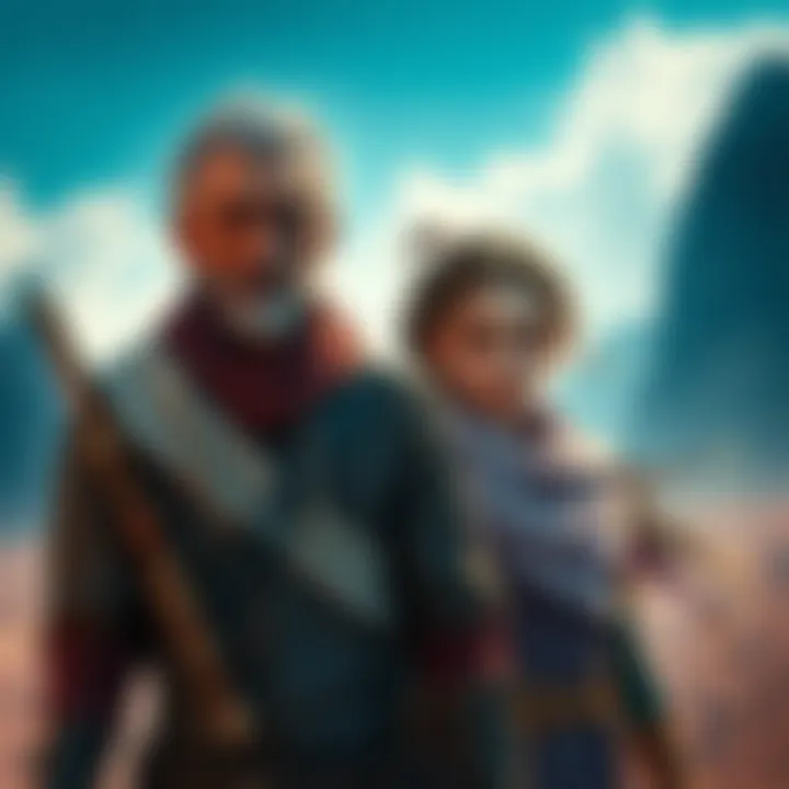 Drifter appears older with notable aging effects, standing alongside Eris who looks confident, both ready for a new adventure in their narrative journey.