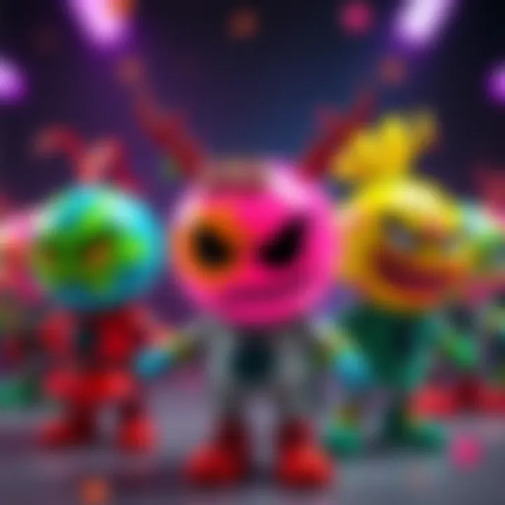 Drifter characters as colorful gumball baddies A group of drifter characters redesigned as playful gumball-themed villains, featuring bright colors and fun expressions