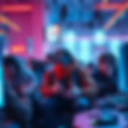 A humorous scene showing a drifter character surrounded by confused players in a low MMR lobby, showcasing funny interactions and challenges.