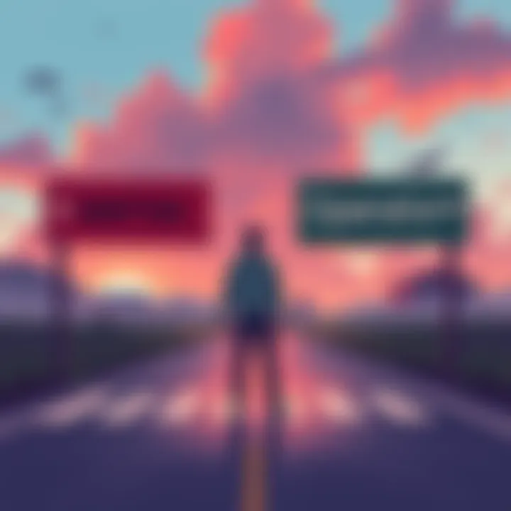 An illustration showing a person standing at a crossroad with two signs, one pointing to 'Drifter' and the other to 'Operator'.