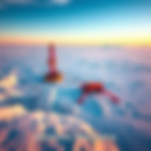 A drill working on the snowy surface of the Antarctic Peninsula surrounded by ice and snow