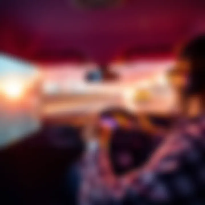 A person playing a driving game on a computer, focusing on learning road rules and vehicle handling.