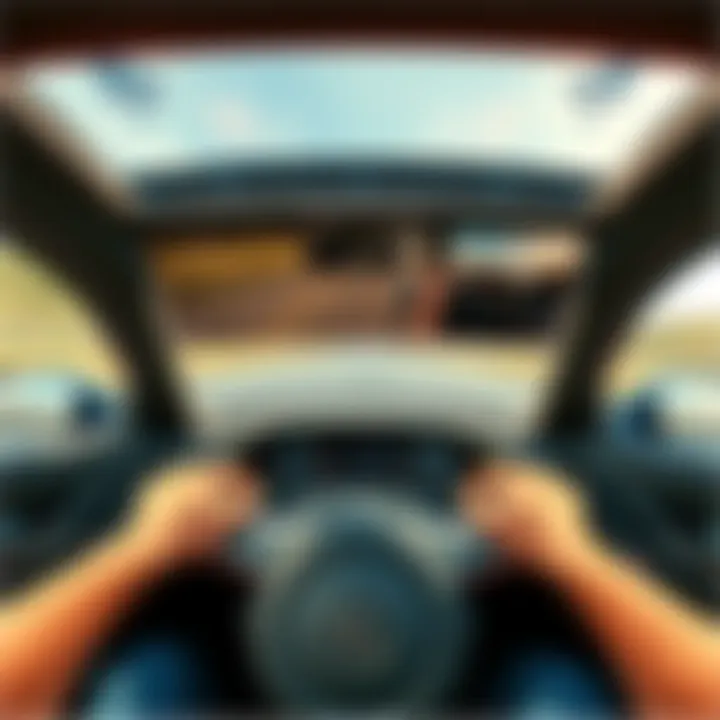 A split screen showing both first-person and third-person driving views in a video game, highlighting the immersive details and wider angles of each perspective.
