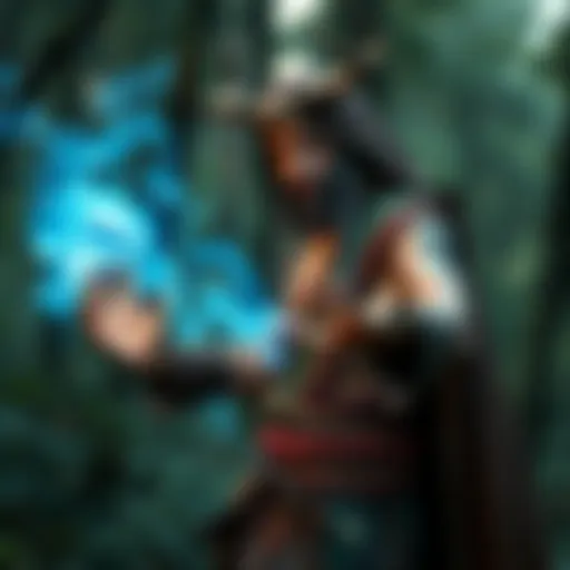 Druid casting spell A druid with glowing hands casting a powerful spell in a forest setting