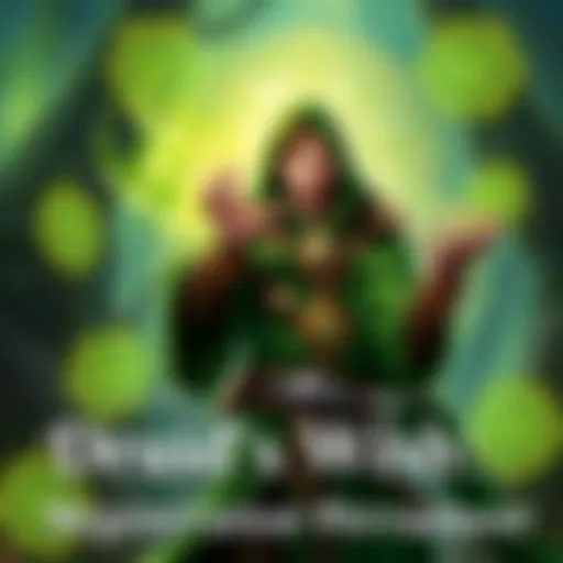 A Druid character with green robes, surrounded by glowing nature symbols, casting the Wish spell to make Regeneration permanent.