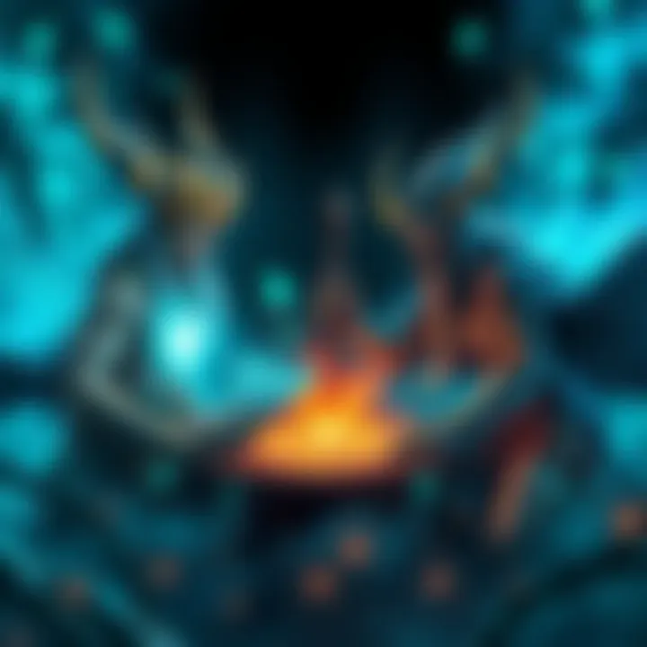 A Druid and Warlock characters face off in a card game, showcasing their powerful abilities.