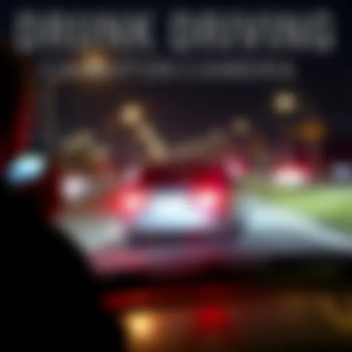 A vehicle swerving dangerously on a road at night, with blurred lights and a concerned passerby watching.