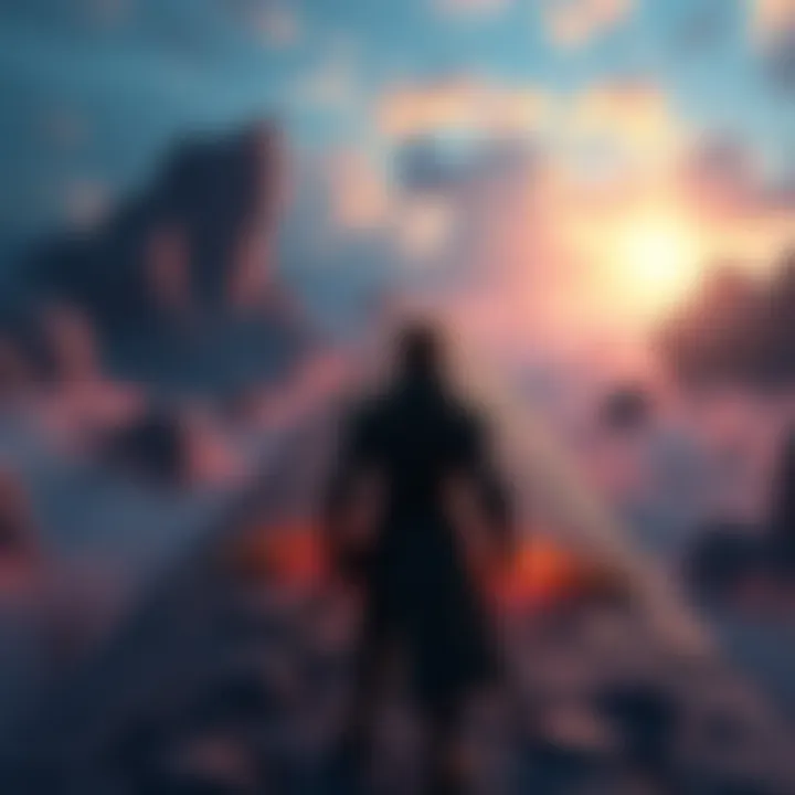 A game character from DS2 stands at a crossroads, pondering whether to pursue the main story or side quests.