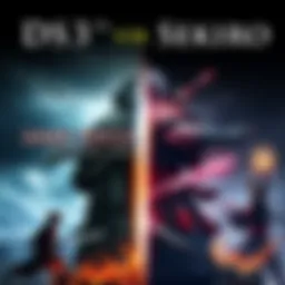Comparison of DS3 and Sekiro Games A side-by-side comparison of Dark Souls III and Sekiro: Shadows Die Twice, showcasing gameplay scenes from each game with key characters and environments