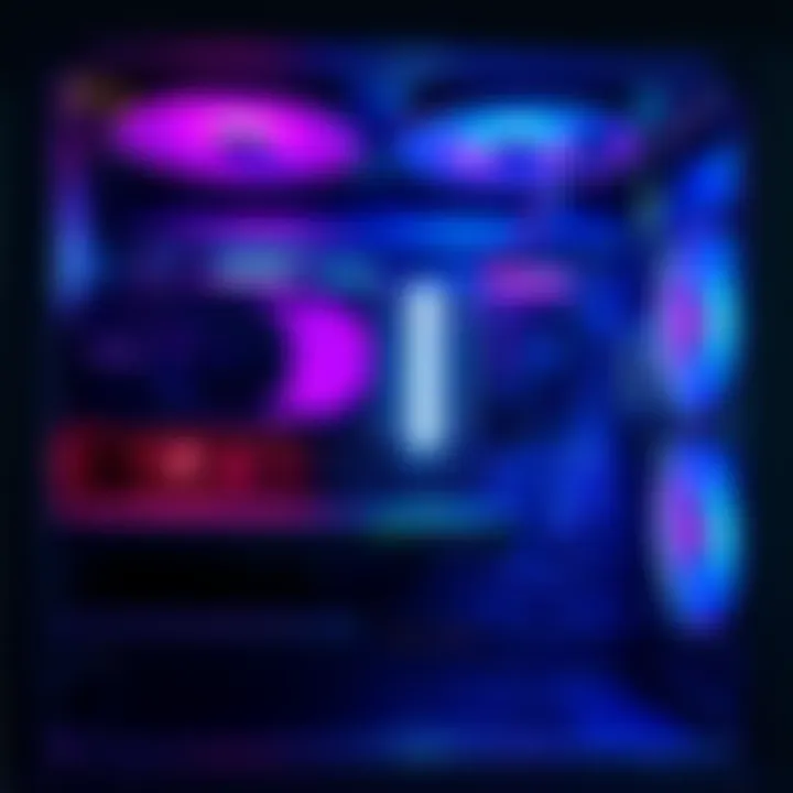 A computer with two graphics cards installed, showcasing additional screen outputs and an organized interior.