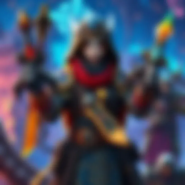 Dual Exotic Gear Setup A character in a fantasy game wearing two exotic armor pieces and wielding two exotic weapons, showcasing various build options, with a vibrant background of an in-game environment.