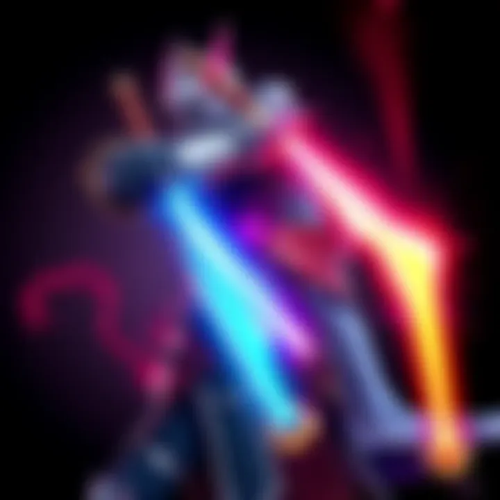 A character expertly wielding two glowing rapiers in a dynamic combat pose, dressed in sleek armor, ready for battle.