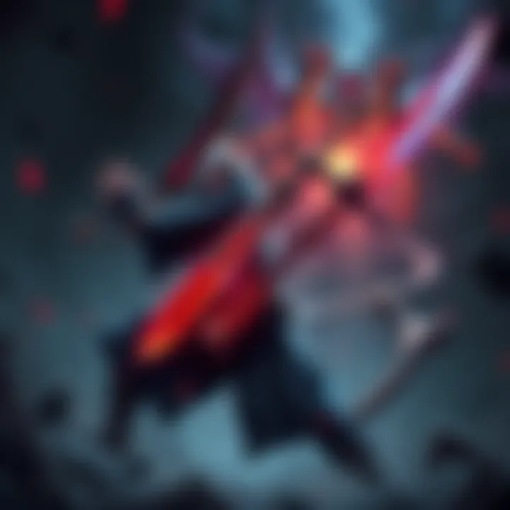 A character wielding a Dark Moon Greatsword and a Claymore, preparing for battle against a powerful enemy in a dark setting.