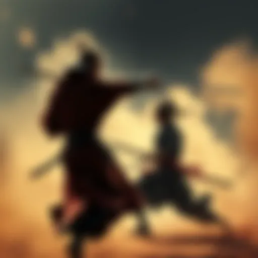 A warrior skillfully dodges attacks during a duel with Takezo, showing precision and agility.